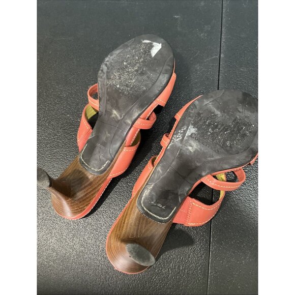 Cole Haan Kitten Heel Sandals Womens 7B Coral‎ Leather Slides Strappy Y2K Charm - Picture 7 of 7